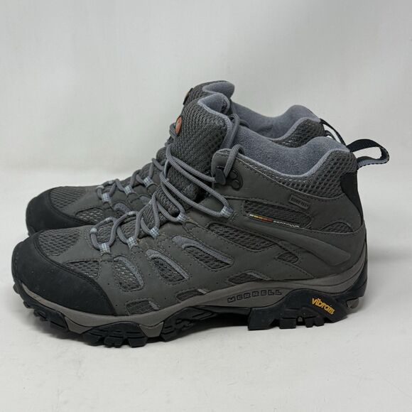 Merrell Moab GoreTex Boots Womens 11 Gray Blue Suede Waterproof Hiking Trail - Picture 2 of 16